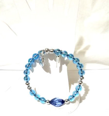 Vintage Handmade Unisex Adult Adjustable Blue Beaded Bracelet with Charms