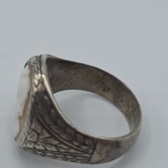 Vintage 925 Sterling Silver Shell Cameo Ring Hand‑Carved Portrait Sz 10.75