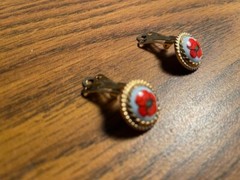 Vintage Russian Enamel Rostov Finift Filigree GOLD Frame Round Earrings 1988