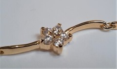 Vintage Signed 925 R China Gold CZ Flower Link Tennis Bracelet 7.5 in – 8.5in