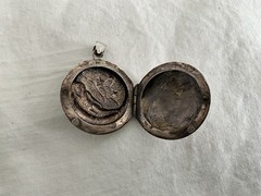 Antique Vintage Sterling Silver Nymph Woman Crescent Moon Art Nouveau Locket