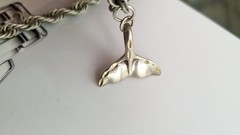 .75″ Vintage Sterling 925 SILVER Whale Tail no Bracelet CHARM Pendant