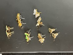 Vintage Butterfly Earrings Filigree Open Pierced Colorful Lot 6 Dainty Small See