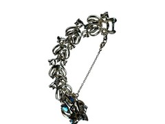 Vintage Coro Aurora Borealis Rhinestone Leaf Bracelet Gold Tone