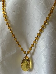FACETED MIX COLOR BALTIC AMBR 925 STERLING GOLD PLATED NECKLACE LEMON DROP
