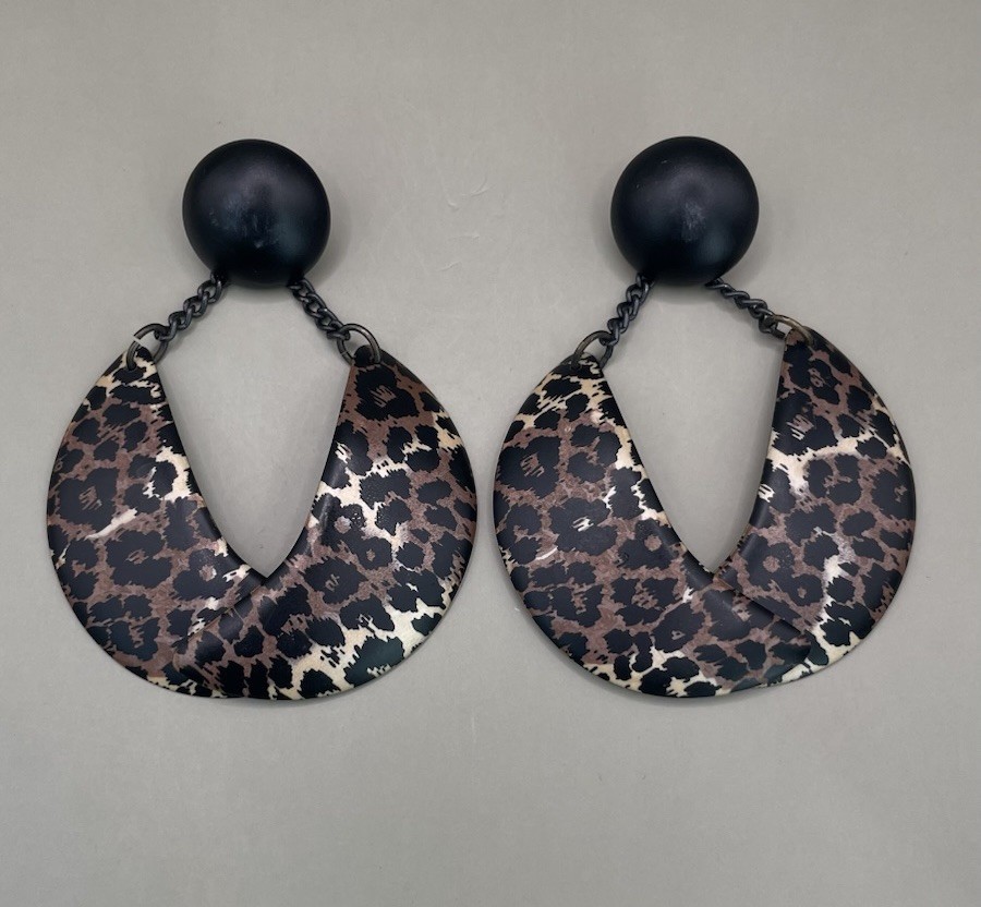 Edgar Berebi Women’s Hoop Earrings Pierced Cheetah Animal Print