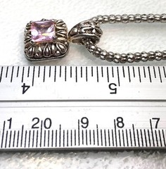 VTG CHAIN NECKLACE PENDANT LIGHT PURPLE GLASS CRYSTAL SIGNED MJ Marie Jannifer