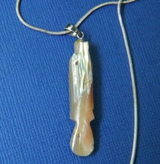 Abalone FISH 2″ x 3/8″ Carved 0.925 Sterling Silver estate 26″ Necklace