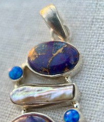 Vintage Boho-Chic Sterling Silver 925 Multicolor Bohemian Style Pendant