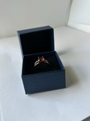 Vintage Red Cubic Zirconia Ring Gold Plated Womens Size 7