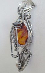 POLAND STERLING PENDANT NECKLACE, 70MM or 2 3/4 INCH PENDANT, STERLING BAR CHAIN