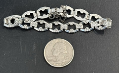 Marcasite Oval Link Sterling 7″ Bracelet Safety Chain 15 Grams Butterfly Clasp