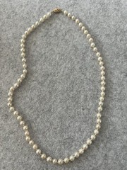 Vintage 5.8mm Genuine Cultured Pearl Necklace W Solid 14k Gold Clasp 19g 19”