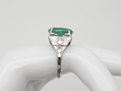 Antique 1920s Belais $10,000 7ct Natural Emerald 18k White Gold Filigree Ring