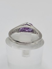 18K Gold Filled Purple Gemstone Ring Modern Statement Silver Tone Band