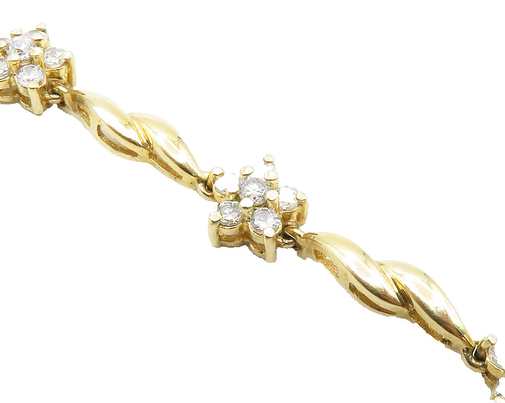 ROSS SIMON 925 Silver Cubic Zirconia Floral Gold Plated Chain Bracelet BT4860