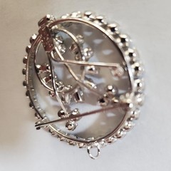 D’Or Sterling Silver Brooch Pendant & Earrings w/rhinestones & aquamarine
