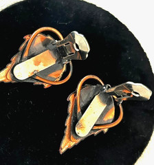 Matisse RENOIR Enamel Copper Leaf Fall-Autumn VinTage Earrings Jewelry