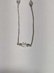 Avon Silver Tone Cable Link Necklace. Stationed Clear Faceted Acrylic Beads 29″