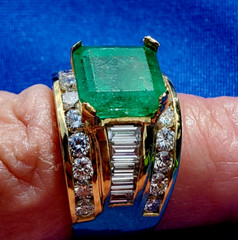 Original EARTH MINED EMERALD DIAMOND Engagement Ring Vintage Deco SOLID 18K GOLD