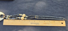 Horn Bone Shell Mother of Pearl Jet Abalone African Tribal Style 24″ L Necklace