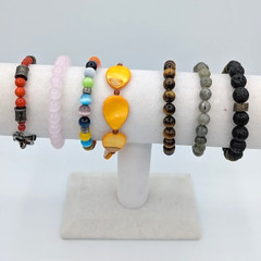 Vintage Gemstone Bracelets Stack LOT of 7 Stretch