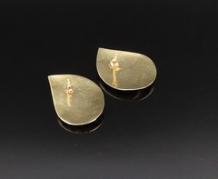 14K GOLD Vintage Fashion Hollow Scalloped Pear Shaped Drop Earrings GE195