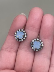 Signed READ SORRELLI Rhinestones Crystals Bronze Tone Dangle Leverback Earrings