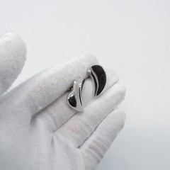 Abstract Art Pierced Earrings Curvy Silver Tone Edgy Retro Style