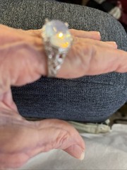Ring. Sz 7.75. Big Opalite Stone In Silver Plate. Vintage