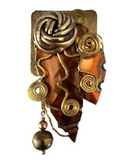 Lot of 5 Vintage Steampunk Brooch Chains Beads Metal Upcycled Connie Nanaimo BC