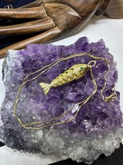 18″ Women’s Sterling Silver Gold Covered 1″ Articulated Fish Pendant Necklace