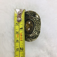 Vintage Ring Gold Tone Metal Brown Stone Ring Adjustable One Size Fits All