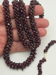 Vintage Jewelry SET Necklace Beads Natural Almandine Garnet Gemstone 23.6 ”