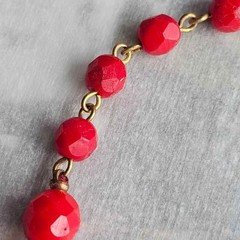 Vintage W. Germany Red Faceted Bead Necklace