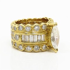 NYJEWEL 18k Yellow Gold 8ctw Diamond Ring Center Diamond 2.46ct