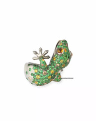 4.32CT Green Garnet, 0.80CT Yellow Sapphire & White CZ Lizard Design Women Ring
