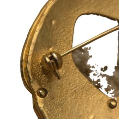 Brooch Gold Tone Brutalist Art Brooch Round C Lock Clasp