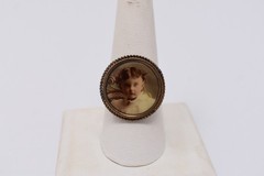 Antique c. 1900 Victorian Child Photo Portrait Ring Gold Filled sz. 8.5