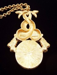 TRIFARI 32in RARE 1998 LTD ED. MOP ENAMEL RUBY CAB PISCES ZODIAC FISH NECKLACE