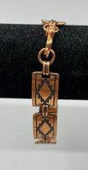 Vintage Copper Link Bracelet Southwestern Tribal Geometric Rectangle Panels 7.75