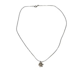 Retro Avon 3D Clear Rhinestone Flower Pendant Necklace Silver Tone Dainty 18″