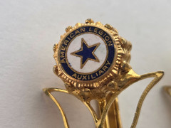 Vintage American Legion Auxiliary Clip On Earrings Dangle Heart