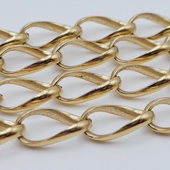 Curved Curb Oval Link Shiny Gold Tone Versatile Single Chain Necklace 24 inch