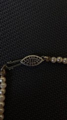 Vintage Sterling Silver Clasp Faux Pearl Strand Choker Necklace, 16″ Graduated
