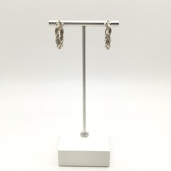 Vintage ROSS SIMONS 2 Tone Sterling Silver Diamond Hoop Earrings 925 9g #66