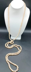 Vintage Baroque Pearl Necklace Cream Champagne Flapper Long Individual Knot 64″