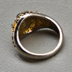 Vintage Army Victory Ring Green Cabochon Gold Tone Size 4.5 Military Patriotic