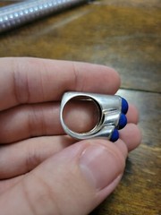 Vintage Modernist Multi Lapis Sterling Silver Ring Size 6 1/4