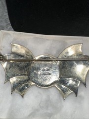 Vintage Judith Jack Sterling Silver 925 Marcasite and Faux Pearl Bow Brooch